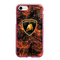 Чехол iPhone 7/8 матовый Lamborghini - Вулкан из щелей, цвет: 3D-малиновый