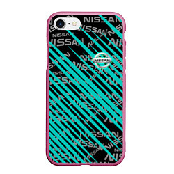 Чехол iPhone 7/8 матовый NISSAN штрихкода авто, цвет: 3D-малиновый
