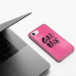 Чехол iPhone 7/8 матовый Girl Boss!, цвет: 3D-малиновый — фото 2