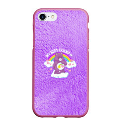 Чехол iPhone 7/8 матовый My best friend bear, цвет: 3D-малиновый