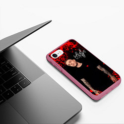 Чехол iPhone 7/8 матовый Егор Крид музыкальные ноты, цвет: 3D-малиновый — фото 2