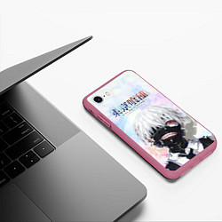 Чехол iPhone 7/8 матовый Канеки Кен арт, цвет: 3D-малиновый — фото 2