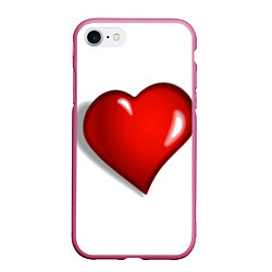 Чехол iPhone 7/8 матовый Сердце большое мультяшное, цвет: 3D-малиновый