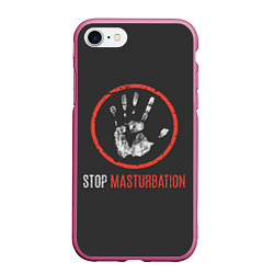 Чехол iPhone 7/8 матовый STOP MASTURBATION, цвет: 3D-малиновый