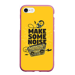 Чехол iPhone 7/8 матовый Make Some Noise музыка, цвет: 3D-малиновый