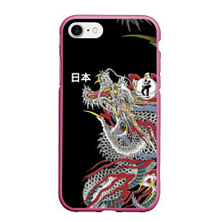 Чехол iPhone 7/8 матовый ЯПОНСКИЙ ДРАКОН ЯПОНИЯ, цвет: 3D-малиновый