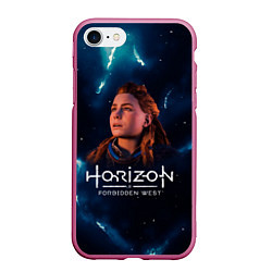 Чехол iPhone 7/8 матовый Horizon Forbidden West - Молнии, цвет: 3D-малиновый