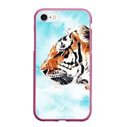 Чехол iPhone 7/8 матовый Tiger paints, цвет: 3D-малиновый