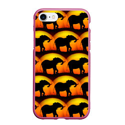 Чехол iPhone 7/8 матовый Силуэт слона паттерн, цвет: 3D-малиновый