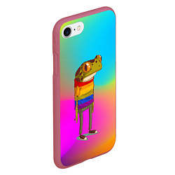 Чехол iPhone 7/8 матовый Радужная лягушка Rainbow Frog, цвет: 3D-малиновый — фото 2