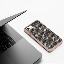 Чехол iPhone 7/8 матовый Волки клипарт wolfs, цвет: 3D-светло-розовый — фото 2