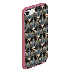 Чехол iPhone 7/8 матовый Маленькая собачка паттерн, цвет: 3D-малиновый — фото 2