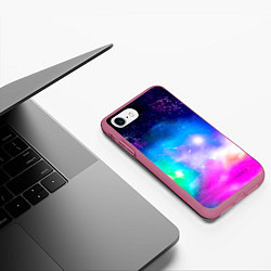 Чехол iPhone 7/8 матовый Colorful Space Космос, цвет: 3D-малиновый — фото 2