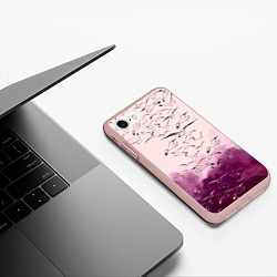 Чехол iPhone 7/8 матовый Птицы на небе, цвет: 3D-светло-розовый — фото 2