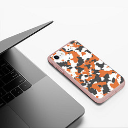 Чехол iPhone 7/8 матовый Orange Camo, цвет: 3D-светло-розовый — фото 2