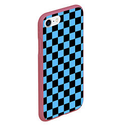 Чехол iPhone 7/8 матовый Шахматная доска Синяя, цвет: 3D-малиновый — фото 2