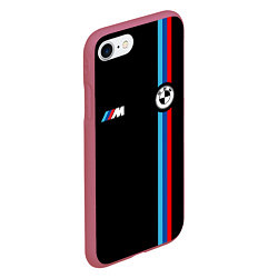Чехол iPhone 7/8 матовый БМВ 3 STRIPE BMW, цвет: 3D-малиновый — фото 2