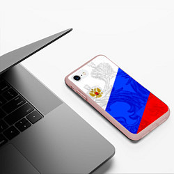 Чехол iPhone 7/8 матовый Российский герб: триколор, цвет: 3D-светло-розовый — фото 2