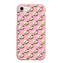 Чехол iPhone 7/8 матовый Яблочные дольки на розовом фоне с эффектом 3D, цвет: 3D-светло-розовый