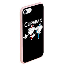 Чехол iPhone 7/8 матовый Cuphead грозные ребята из Криминального чтива, цвет: 3D-светло-розовый — фото 2