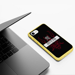 Чехол iPhone 7/8 матовый Японский демон Oni, цвет: 3D-желтый — фото 2