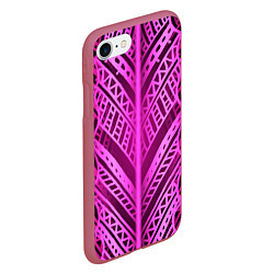Чехол iPhone 7/8 матовый Неоновая абстракция Розовый светящийся узор на тем, цвет: 3D-малиновый — фото 2