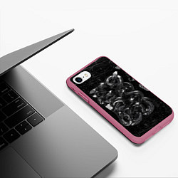 Чехол iPhone 7/8 матовый Чб Блестящая Змея Snake Shine, цвет: 3D-малиновый — фото 2