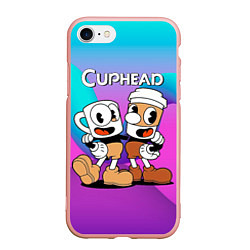 Чехол iPhone 7/8 матовый Кружечки Cuphead, цвет: 3D-светло-розовый