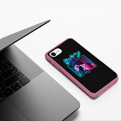 Чехол iPhone 7/8 матовый Евангелион Неоновый Токио, цвет: 3D-малиновый — фото 2