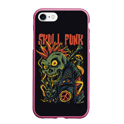 Чехол iPhone 7/8 матовый SKULL PUNK Панк, цвет: 3D-малиновый