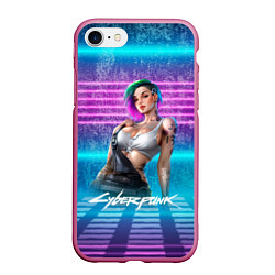 Чехол iPhone 7/8 матовый Judy 18 Джуди Cyberpunk2077, цвет: 3D-малиновый