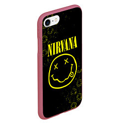 Чехол iPhone 7/8 матовый NIRVANA логотипы, цвет: 3D-малиновый — фото 2