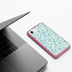 Чехол iPhone 7/8 матовый Весенние ромашки, цвет: 3D-малиновый — фото 2