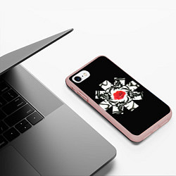 Чехол iPhone 7/8 матовый RHCP Logo Red Rose, цвет: 3D-светло-розовый — фото 2
