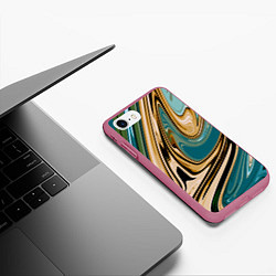 Чехол iPhone 7/8 матовый Маскировочный мраморный принт, цвет: 3D-малиновый — фото 2