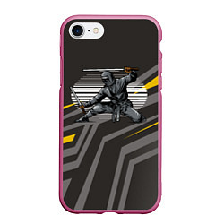 Чехол iPhone 7/8 матовый Самурай Ниндзя, цвет: 3D-малиновый