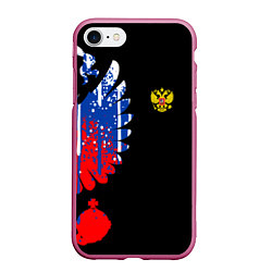 Чехол iPhone 7/8 матовый Герб russia, цвет: 3D-малиновый