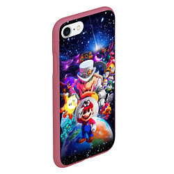 Чехол iPhone 7/8 матовый Super Mario Odyssey Space Video game, цвет: 3D-малиновый — фото 2