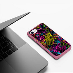 Чехол iPhone 7/8 матовый Cyber space pattern Fashion 3022, цвет: 3D-малиновый — фото 2