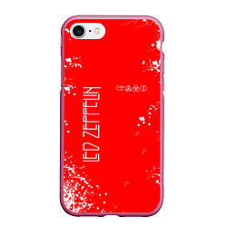 Чехол iPhone 7/8 матовый ЛЕД ЗЕППЕЛИН LED ZEPPELIN, цвет: 3D-малиновый