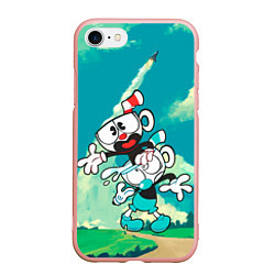 Чехол iPhone 7/8 матовый 2 Чашечки Cuphead, цвет: 3D-светло-розовый