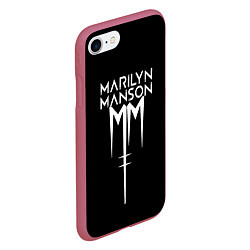 Чехол iPhone 7/8 матовый Marilyn manson rock n roll, цвет: 3D-малиновый — фото 2