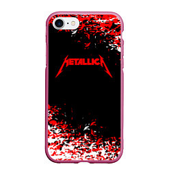 Чехол iPhone 7/8 матовый Metallica текстура белая красная, цвет: 3D-малиновый