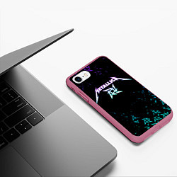 Чехол iPhone 7/8 матовый Metallica металлика neon, цвет: 3D-малиновый — фото 2