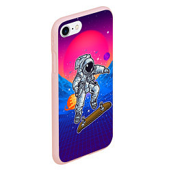 Чехол iPhone 7/8 матовый Космонавт прыгает на скейте, цвет: 3D-светло-розовый — фото 2