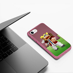 Чехол iPhone 7/8 матовый Minecraft Hero Video game, цвет: 3D-малиновый — фото 2