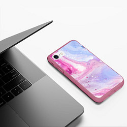 Чехол iPhone 7/8 матовый Абстрактные краски голубой, розовый, цвет: 3D-малиновый — фото 2