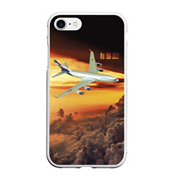 Чехол iPhone 7/8 матовый Гражданский самолет Ил 96-300, цвет: 3D-белый