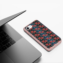 Чехол iPhone 7/8 матовый Flowers Pattern, цвет: 3D-светло-розовый — фото 2