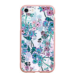 Чехол iPhone 7/8 матовый Яркие красочные цветы, цвет: 3D-светло-розовый
